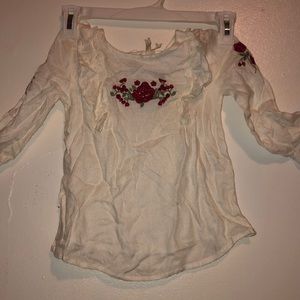 Floral, white shirt